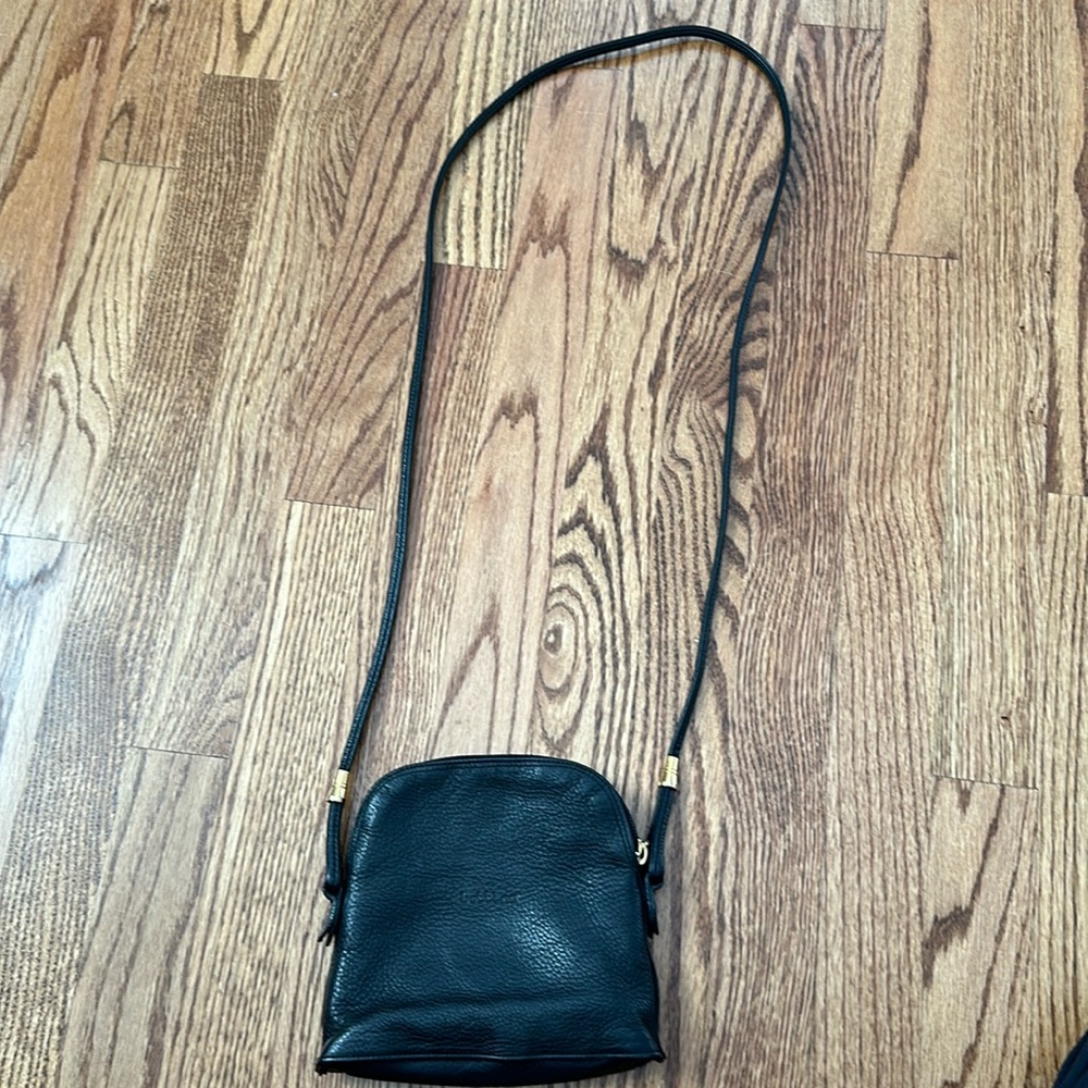 Vintage Black Italian Leather Cross Body Bag